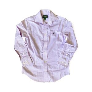 Ralph Lauren Boys Lavender Plaid Button Down Shirt Size 8